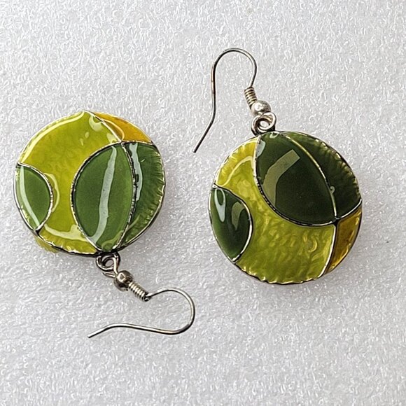 Green Round Earrings - Picture 4 of 9